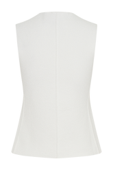 Malika Sleeveless Gold Button Vest - White